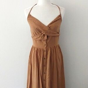 RUSTY Dusty Women's Brown Halter Midi Dress Size Medium
